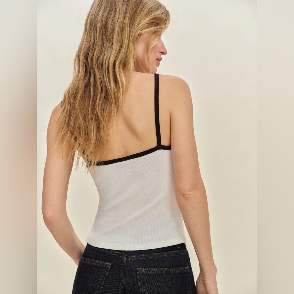 reformation Arnie Tank, White With Black, NWT, size L - Picture 4 of 10
